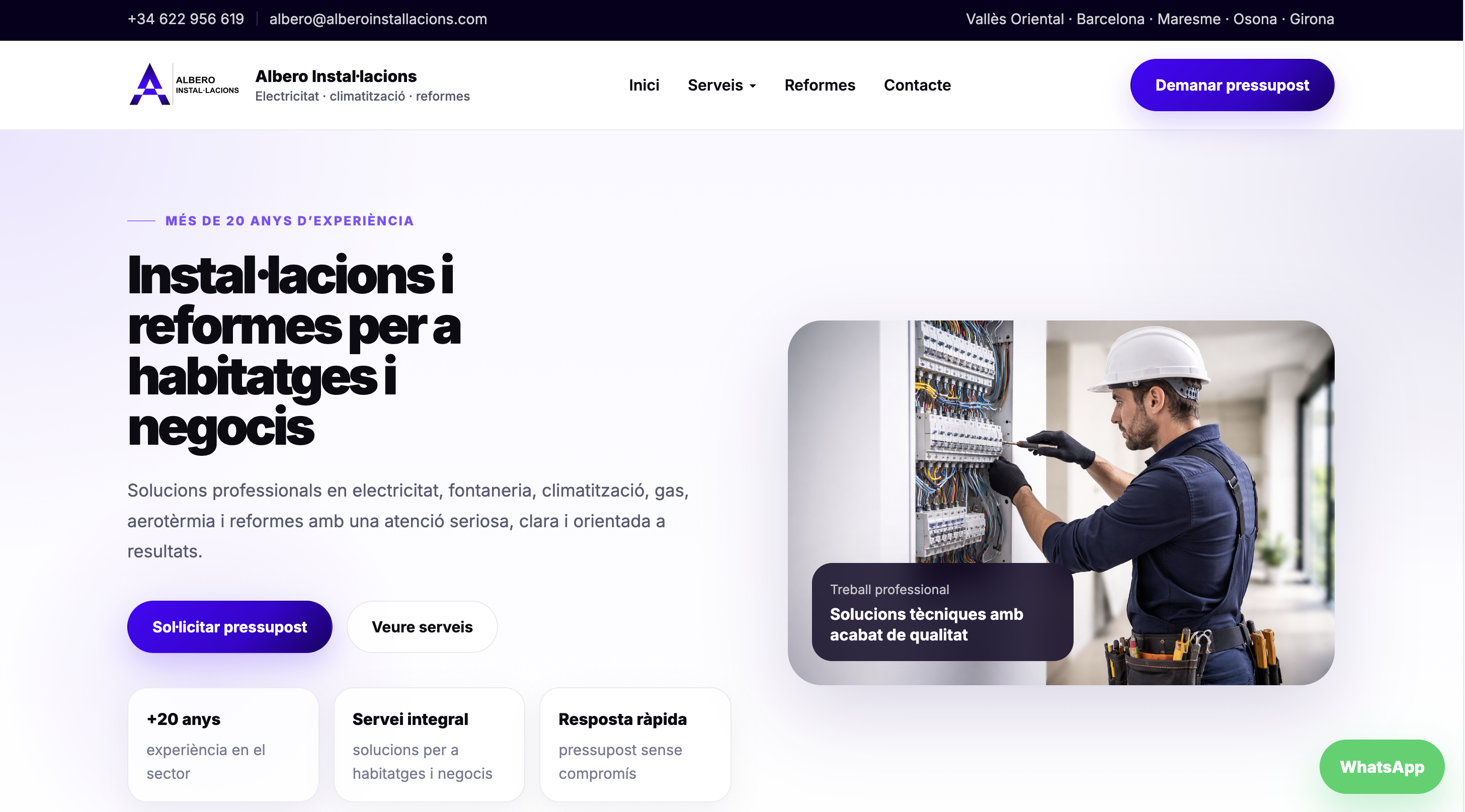 Web corporativa Albero Instal·lacions