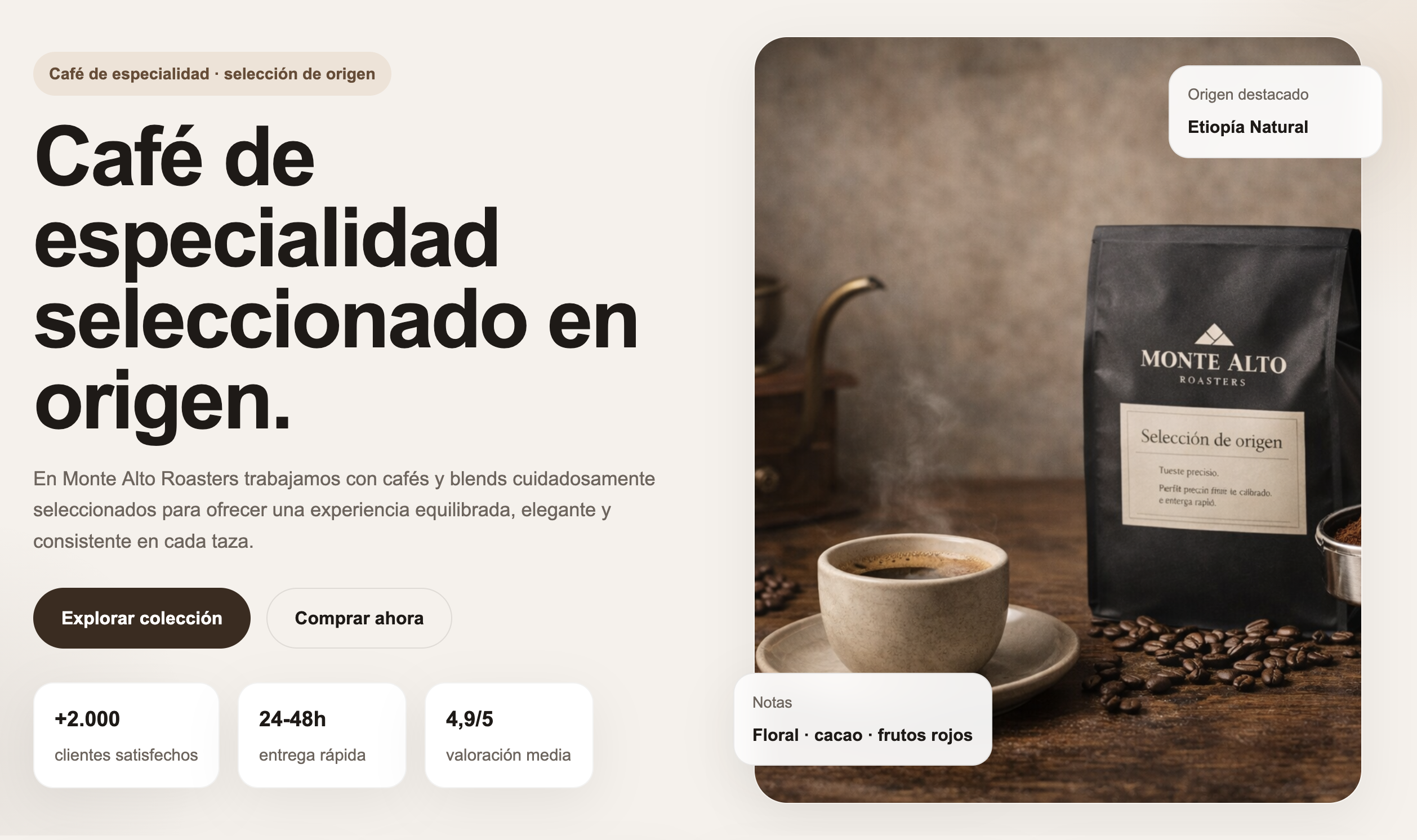 Monte Alto Roasters Ecommerce Concept — Ariza Design